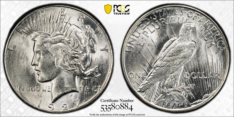 1927-S $1 PCGS MS 63 CAC