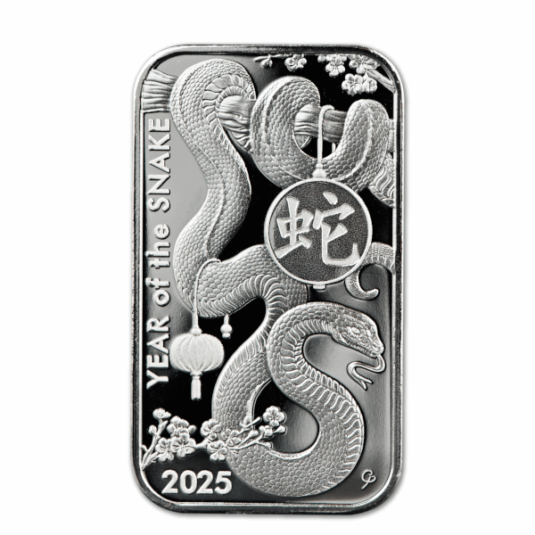 1 OZ SILVER BAR LUNAR SNAKE ASAHI MINT 