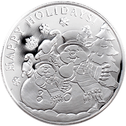 1 OZ SILVER CHRISTMAS ROUND SNOWMAN 