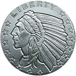 1 OZ SILVER ROUND INCUSE INDIAN DESIGN GOLDEN STATE MINT 