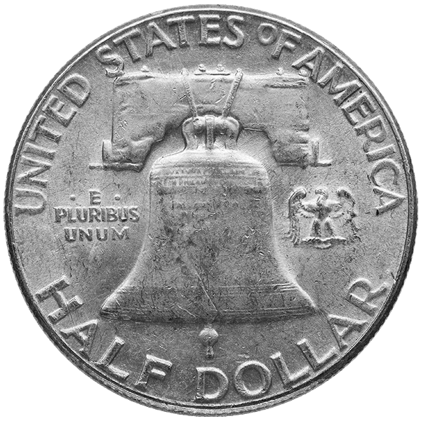 90% AMERICAN SILVER COINS - FRANKLIN HALF DOLLARS  Reverse