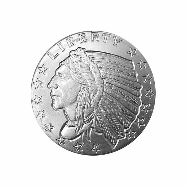 1/4 OZ SILVER ROUND INCUSE INDIAN DESIGN GOLDEN STATE MINT 
