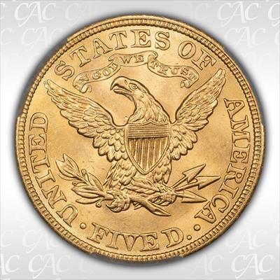 1908 $5 Liberty CACG MS65 