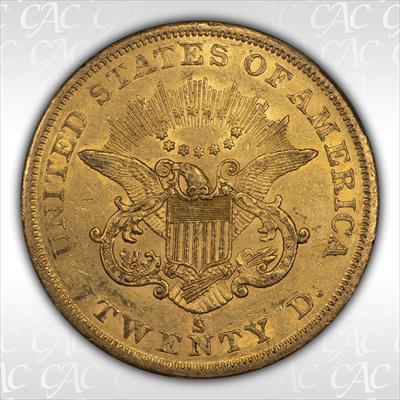 1856-S $20 CACG AU55 