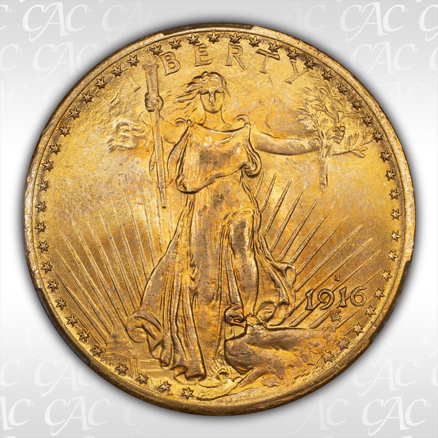 1916-S $20 CACG MS66 