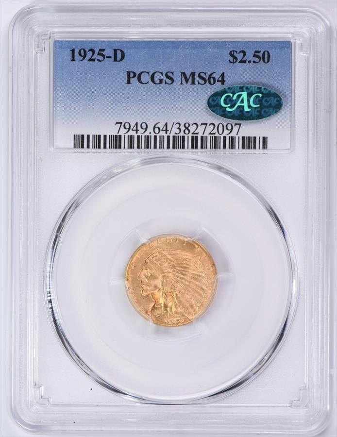 1925-D $2.50 PCGS/CAC MS64 