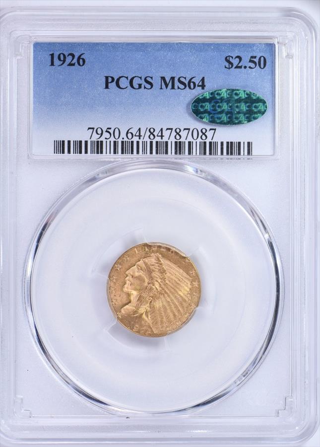 1926 $2.50 PCGS/CAC MS64 